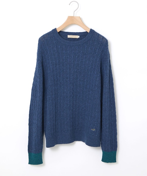 ［美品］クロコダイル　カシミヤケーブルニット Lサイズ ネイビー ウール ケーブルニット プルオーバー【手洗いOK】｜クロコダイルの通販