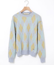 ウールブレンド アーガイル柄 ニット【手洗いOK】