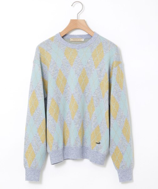 ウールブレンド アーガイル柄 ニット【手洗いOK】