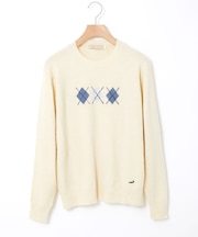 ウールブレンド アーガイル柄 ニット【手洗いOK】