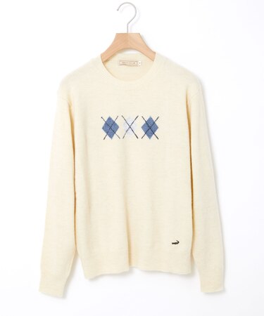 ウールブレンド アーガイル柄 ニット【手洗いOK】