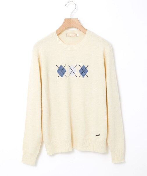 ウールブレンド アーガイル柄 ニット【手洗いOK】