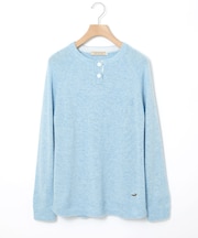 ウールブレンド ヘンリーネック ニット