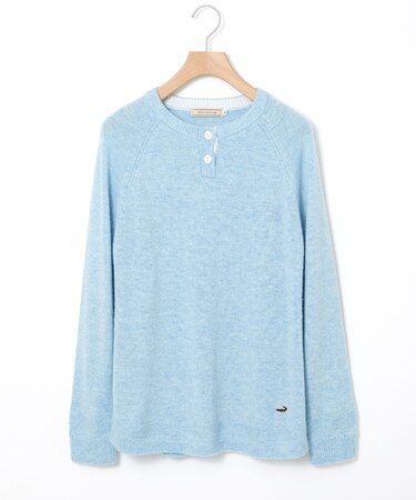 ウールブレンド ヘンリーネック ニット