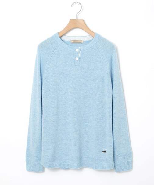 ウールブレンド ヘンリーネック ニット