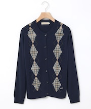 クロコダイルタータン アーガイル柄 カーディガン