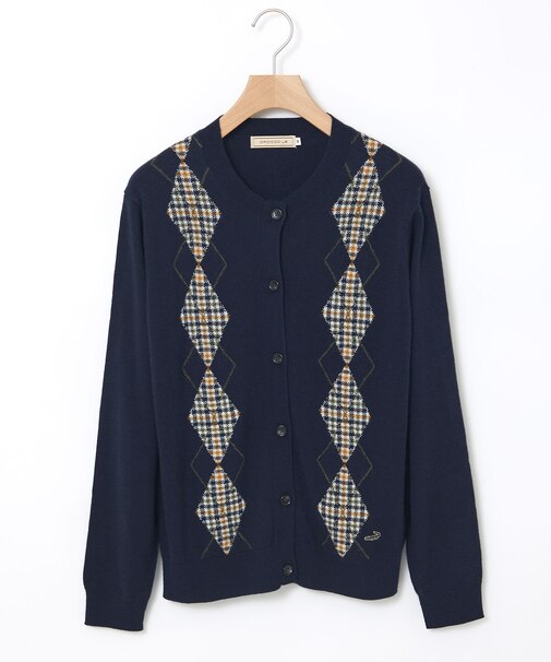 クロコダイルタータン アーガイル柄 カーディガン