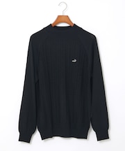 ウールブレンド ケーブル柄 モックネック ニット【手洗いOK】