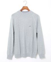 ウールブレンド ケーブル柄 モックネック ニット【手洗いOK】