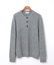 ウールブレンド ヘンリーネック ニット【手洗いOK】