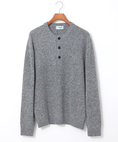 ウールブレンド ヘンリーネック ニット【手洗いOK】