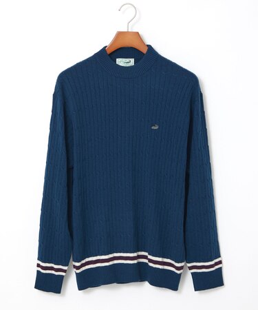 ウールブレンド ケーブル柄 ニット【手洗いOK】