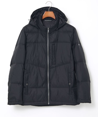 フード付き スタンドカラー ダウンジャケット