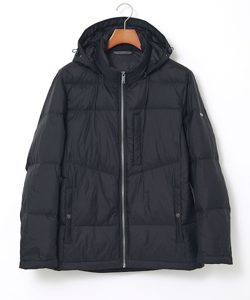 フード付き スタンドカラー ダウンジャケット