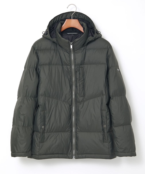 フード付き スタンドカラー ダウンジャケット
