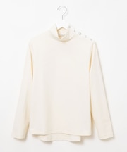 ボタン ハイネック カットソー