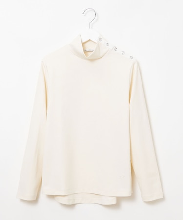 ボタン ハイネック カットソー