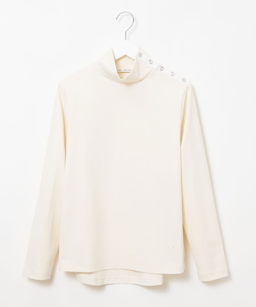 ボタン ハイネック カットソー