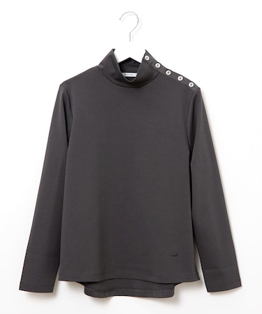 ボタン ハイネック カットソー