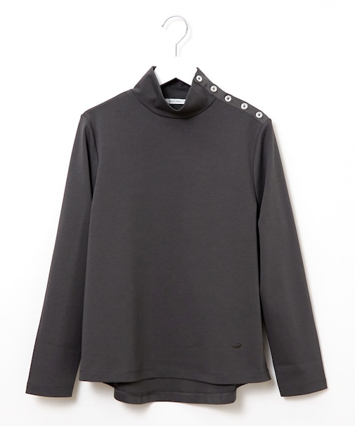 ボタン ハイネック カットソー