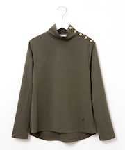 ボタン ハイネック カットソー