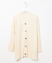 ウールブレンド ミドル丈 チュニックカーディガン