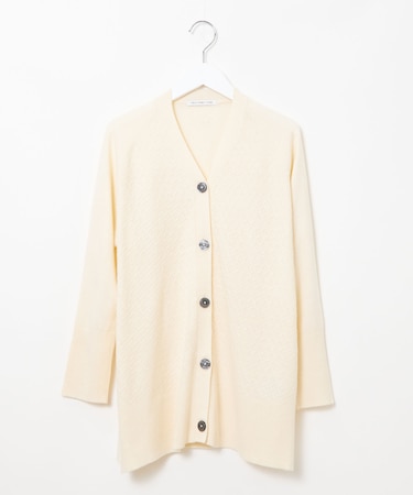ウールブレンド ミドル丈 チュニックカーディガン