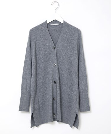 ウールブレンド ミドル丈 チュニックカーディガン
