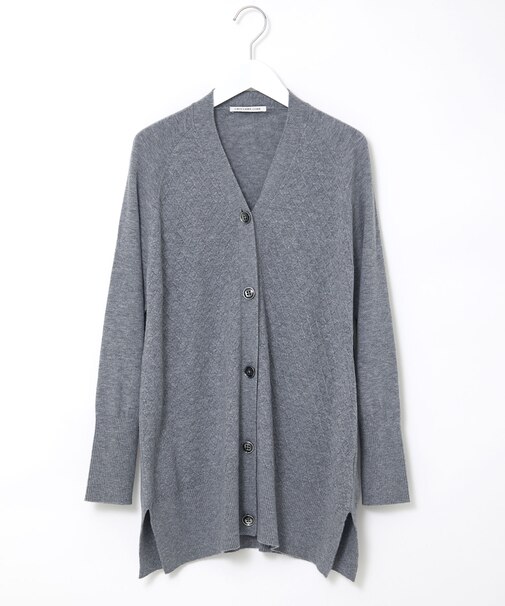 ウールブレンド ミドル丈 チュニックカーディガン