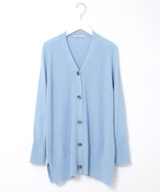 ウールブレンド ミドル丈 チュニックカーディガン