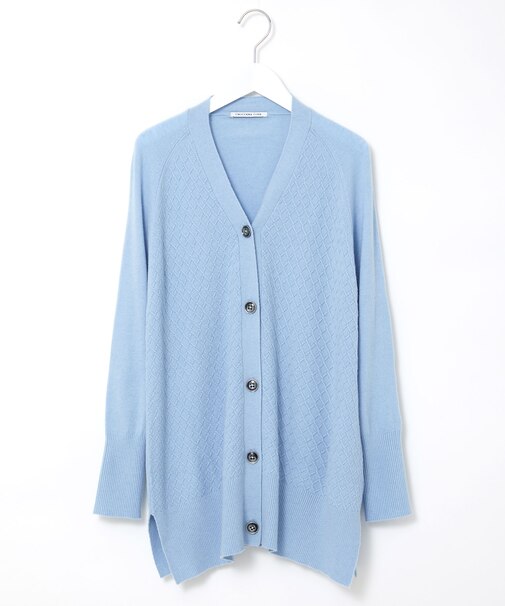 ウールブレンド ミドル丈 チュニックカーディガン