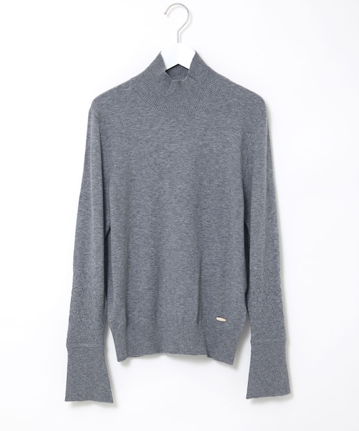 ウールブレンド フレア袖 ハイネック セーター