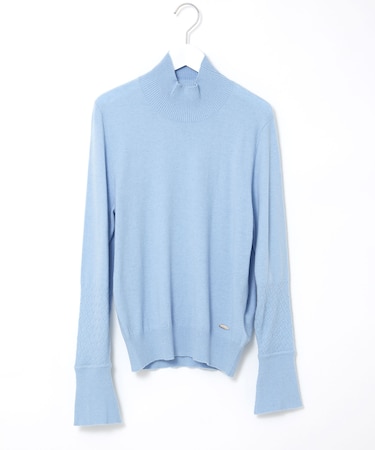 ウールブレンド フレア袖 ハイネック セーター