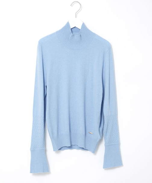 ウールブレンド フレア袖 ハイネック セーター