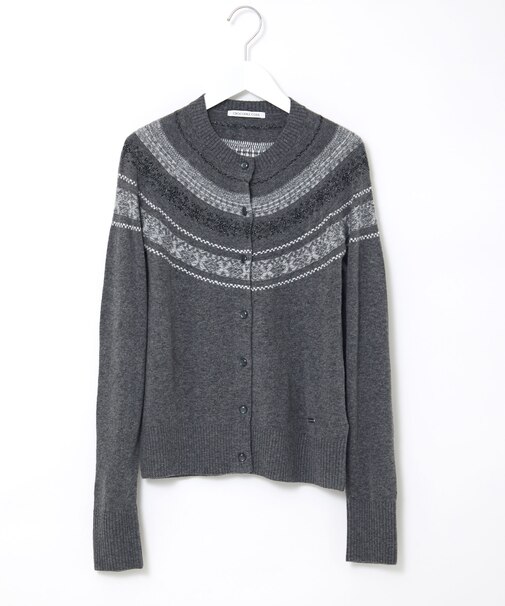 ウールブレンド フェアアイル柄 ニットカーディガン