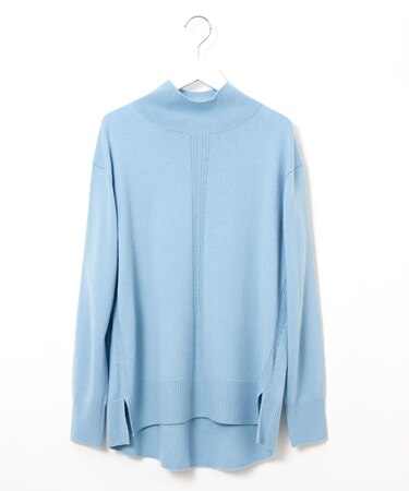 ウールブレンド モックネック ニットチュニック