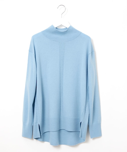 ウールブレンド モックネック ニットチュニック