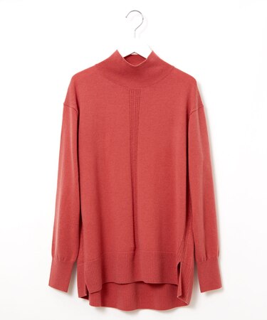 ウールブレンド モックネック ニットチュニック