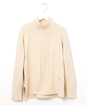 ケーブル編み ハイネックニット【手洗いOK】