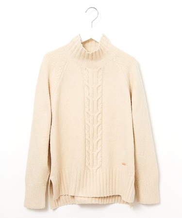 ケーブル編み ハイネックニット【手洗いOK】