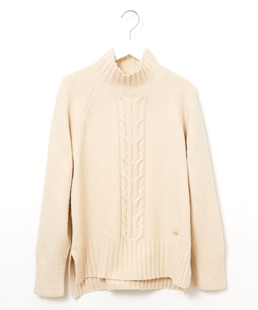 ケーブル編み ハイネックニット【手洗いOK】