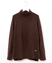 ケーブル編み ハイネックニット【手洗いOK】