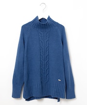 ケーブル編み ハイネックニット【手洗いOK】