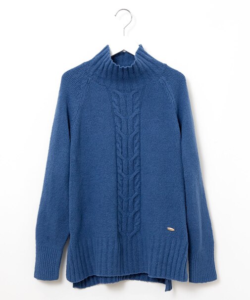 ケーブル編み ハイネックニット【手洗いOK】