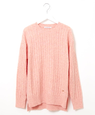 ウールブレンド ケーブル柄 ニット【手洗いOK】