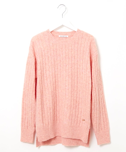 ウールブレンド ケーブル柄 ニット【手洗いOK】