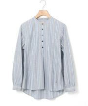 ストライプ バンドカラー ブラウス