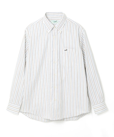 ノンアイロン バスケット織り ストライプ シャツ【シワになりにくい】