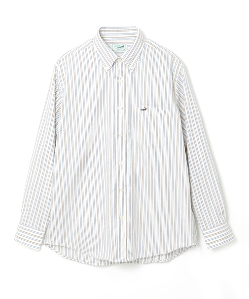 ノンアイロン バスケット織り ストライプ シャツ【シワになりにくい】