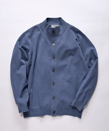 スタンドカラー スウェットライク カーディガン 【手洗いOK】